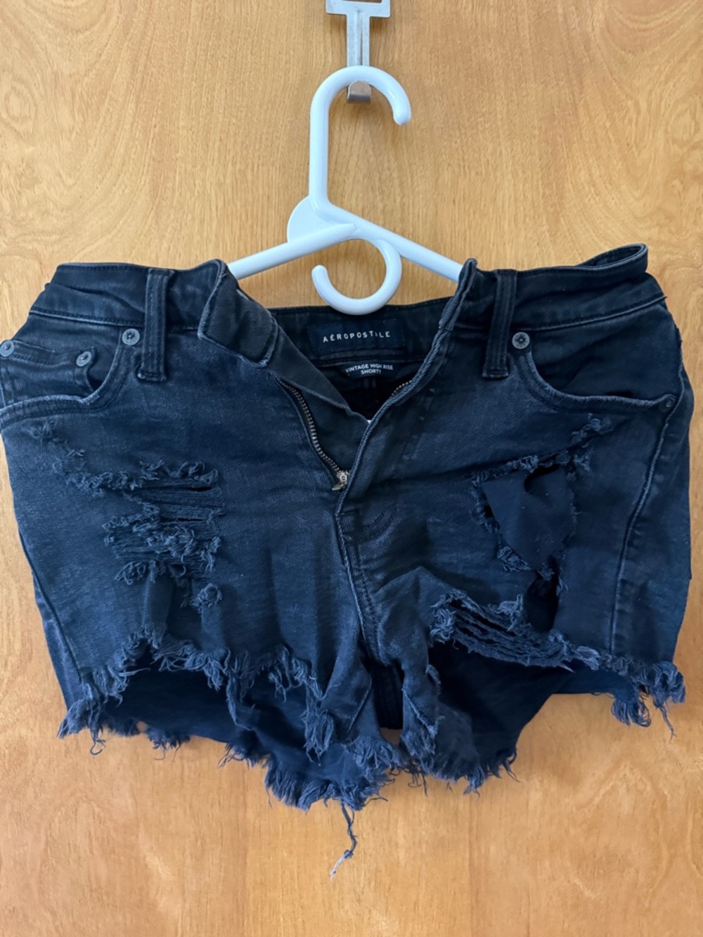Aeropostale Black Distressed Cutoff Jean Shorts